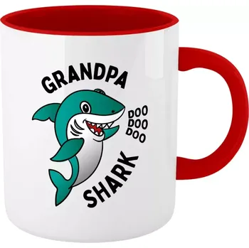 Hrnek 330 ml - barevný vnitřek a ucho Grandpa Shark