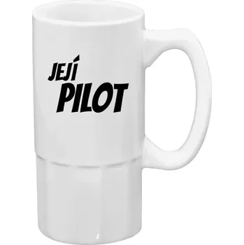 Sklenice Půllitr bílý vysoký Její pilot