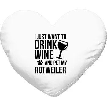 Polštář Polštář srdce 40x35 cm I just want to drink wine and pet my...