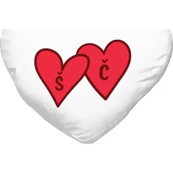 Polštář Polštář srdce 40x35 cm Iniciály v srdíčku se jmény