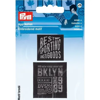 Nášivka PRYM Nášivka štítek Sporting/Bklyn, nažehlovací, černá
