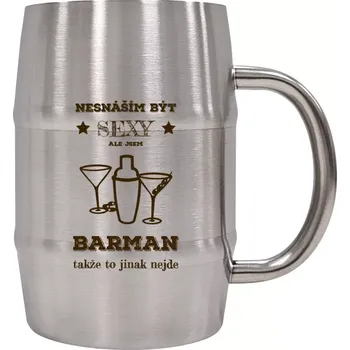 Sklenice Nerezový chladicí půllitr pro barmany - Nesnáším být sexy, ale jsem barman - 500 ml