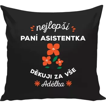 Polštář Polštář černý 40x40 cm Nejlepší paní asistentka