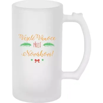 Sklenice Vánoční půllitr - Veselé Vánoce přejí... (příjmení) - matný