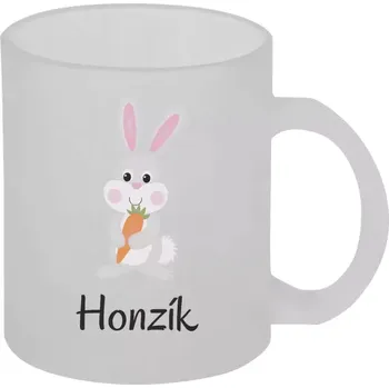 Hrnek 330 ml - skleněný matný Králíček, vlastní jméno