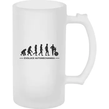 Sklenice Půllitr pro automechaniky - Evoluce - automechanik - matný