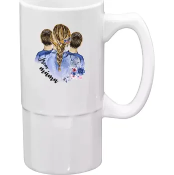 Sklenice Půllitr bílý vysoký Jsem máma - dva kluci