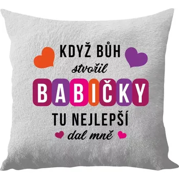 Polštář Polštář bílý 40x40 cm - dlouhý chlup Když Bůh stvořil babičky