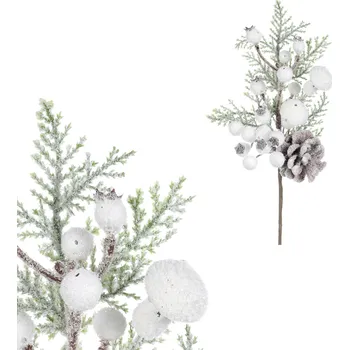umělá květina Autronic Větev s bílými bobulemi VP2116 WT