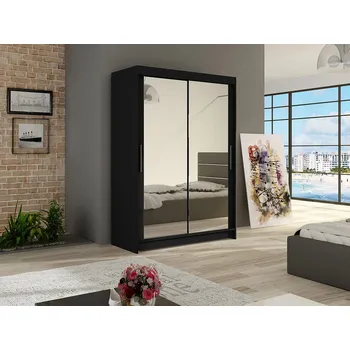 Šatní skříň Šatní skříň KENDI VII, černý mat/zrcadlo +možnost VÝNOSU + vyzvednutí ZDARMA