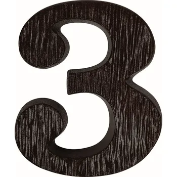 Domovní číslo „3“, 124 × 105 mm, plast, imitace dřeva 6328