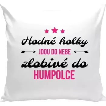 Polštář Polštář bílý 40x40 cm Hodné holky jdou do nebe, zlobivé do... (vlastní město)