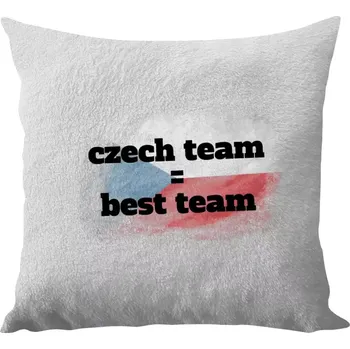 Polštář Polštář bílý 40x40 cm - dlouhý chlup Czech team = best team