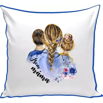 Polštář Polštář barevný 32x32 cm Jsem máma - kluk a holka