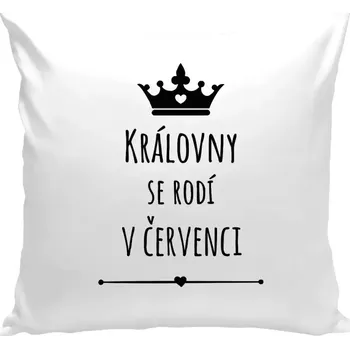 Polštář Polštář bílý 40x40 cm Královny se rodí v ...