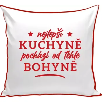 Polštář Polštář barevný 32x32 cm Nejlepší kuchyně je od téhle bohyně