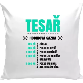 Polštář Polštář bílý 40x40 cm Hodinová sazba - tesař