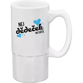 Sklenice Půllitr bílý vysoký Nej dědeček na světě