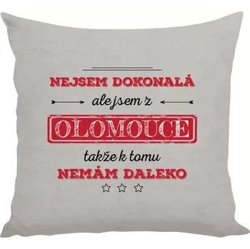 Polštář Polštář lněný 40x40 cm Nejsem dokonalá, ale jsem z...