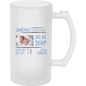 Sklenice Půllitr k narození miminka - Narození miminka 01 - matný