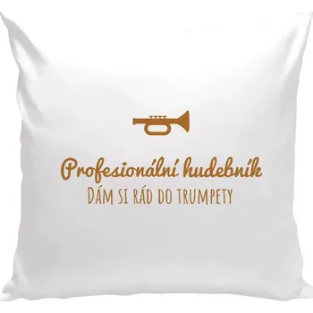 Polštář Polštář bílý 40x40 cm Dám si rád do trumpety