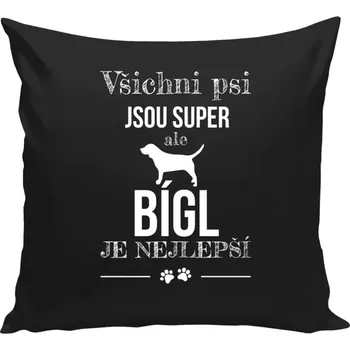 Polštář Polštář černý 40x40 cm Bígl je nejlepší