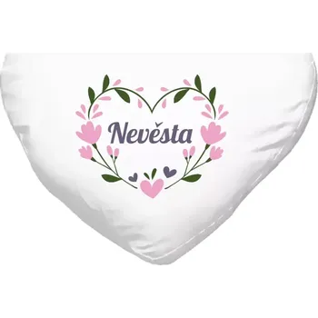 Polštář Polštář srdce 40x35 cm Nevěsta - srdce s lístečky