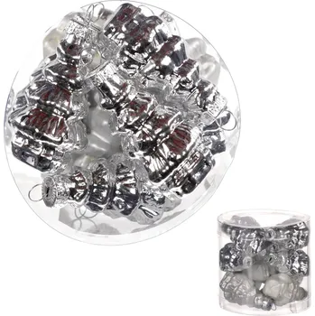 Vánoční dekorace Autronic Ozdoby skleněné-tvar stromu, stříbrné, pr. 5cm, cena za 1 balení (11 ks) - VAK127 SIL