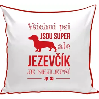 Polštář Polštář barevný 32x32 cm Jezevčík je nejlepší