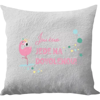 Polštář Polštář bílý 40x40 cm - dlouhý chlup Jméno jede na dovolenou