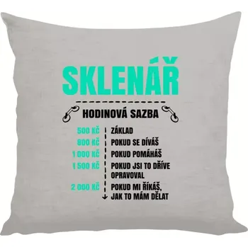 Polštář Polštář lněný 40x40 cm Hodinová sazba - sklenář