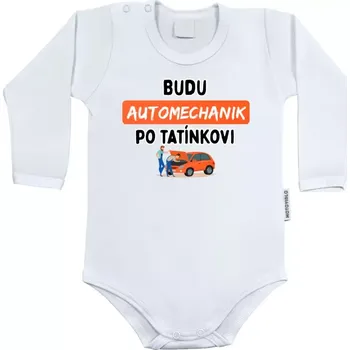 Kojenecký body Dětské body s dlouhým rukávem Budu automechanik po tatínkovi