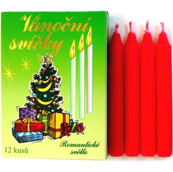 Svíčka Romantické světlo Vánoční svíčky 12 ks, červené