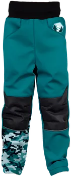 Chlapecké kalhoty WAMU Softshellové kalhoty maskáčové/petrolejové