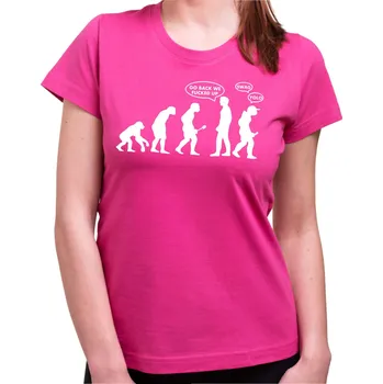 Pánské tričko Tričko Go back ! - evolution (dámske), Barva látky růžová , Střih Dámsky, Velikost XXL