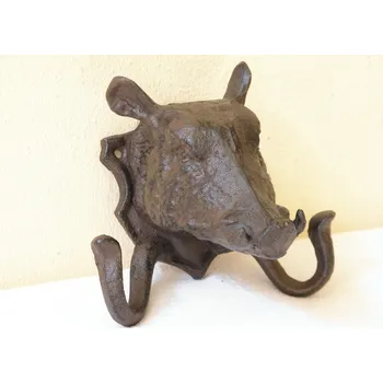 Věšák LITINOVÝ VĚŠÁK NA STĚNU - HLAVA DIVOČÁKA