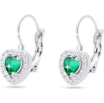 Ellami VERONA 2820-2 Náušnice jemné srdce se zelenými zirkony Ellami