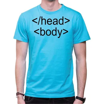 Pánské oblečení Programátorské Tričko </head> <body>, Barva látky tyrkysová modrá, Střih Pánsky/UNISEX, Velikost L