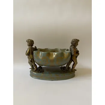 PORCELÁNOVÁ ŽARDINIÉRA - ANDĚLÉ Z MOSAZI