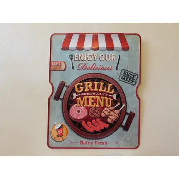 Plechová cedule PLECHOVÁ CEDULE - ENJOY OUR DELICIOUS GRILL MENU