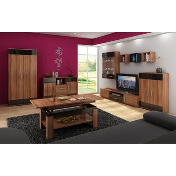 Obývací stěna Obývací stěna DAMARA, švestka/černý lesk, 5 let záruka + vyzvednutí ZDARMA