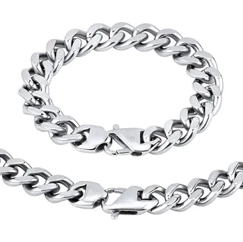 Souprava šperků Masivní set náramku a náhrdelníku CURB 13 mm