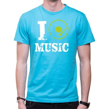 Pánské oblečení Tričko I MUSIC Pánské / dámské, Barva látky tyrkysová modrá, Střih Pánsky/UNISEX, Velikost XXXL (Pouze UNISEX / pánský střih)