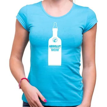Pánské oblečení Dámske tričko - ABSOLUT MOM (Stylish and beautiful), Barva látky tyrkysová modrá, Střih Dámsky, Velikost XXL