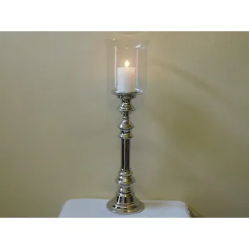 Svícen VYSOKÝ SVÍCEN 67 cm - LEŠTĚNÝ KOV, SKLO