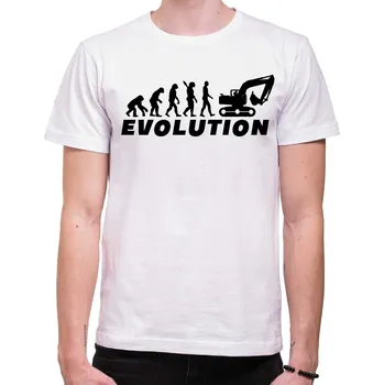 Tričko - Evoluce bagr, Barva látky bílá, Střih Pánsky/UNISEX, Velikost L