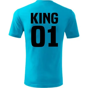 Pánské oblečení Pánské / dámské tričko KING 01 - QUEEN 01 (cena za 1ks), Barva látky tyrkysová modrá, Střih Pánsky/UNISEX, Velikost XXL