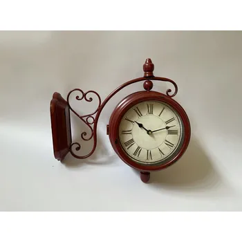 Hodiny ČERVENÉ KONZOLOVÉ NÁSTĚNNÉ OBOUSTRANNÉ HODINY