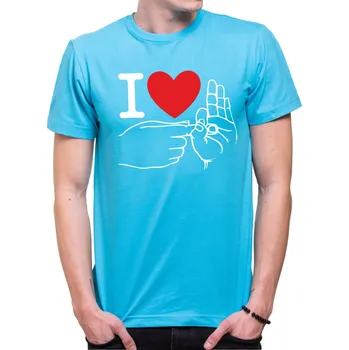 Pánské oblečení Tričko - I love sex prsty, Barva látky tyrkysová modrá, Střih Pánsky/UNISEX, Velikost --VYBERTE VELIKOST--