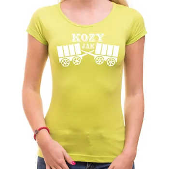 Pánská móda Tričko - Kozy jak dva vozy, Barva látky Limetková zelená, Střih Dámsky, Velikost XXL